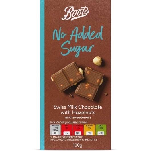 Boots No Added Sugar Swiss Milk Chocolate With Fruit & Nuts (100G)